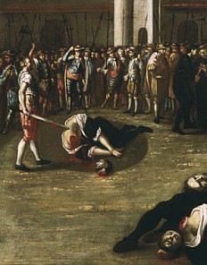Josef Ferdinand Wasshuber: Hinrichtung der Wiener Rebellen auf dem Hauptplatz in Wiener Neustadt ("Wiener Neu…