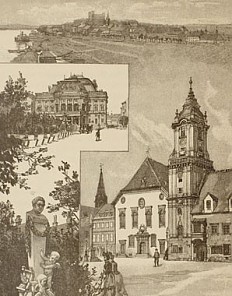 Julius Háry: Pressburg – Ansichtentableau, Illustration, 1898