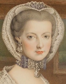 Marie Christine im weißen Kleid, Mitte 18. Jahrhundert, Gouache