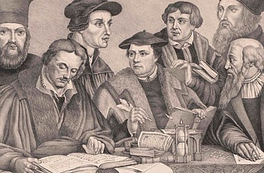 Acht Reformatoren (Bock, Hieronymus, Buchenhagen, Johann, Calvin, Johann, Hus, Johannes, Luther, Martin, Mela…