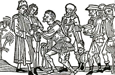 Peasants paying their dues to the lord of the manor
