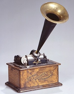 Edison Phonograph mit Wachswalze um 1900