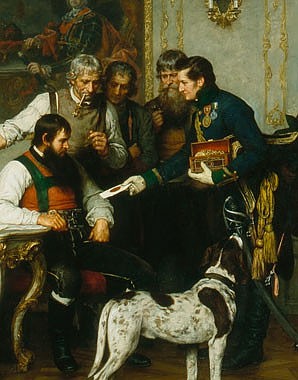 Franz von Defregger: Andreas Hofer mit seinen Beratern in der Hofburg in Innsbruck, Ölgemälde, 1879