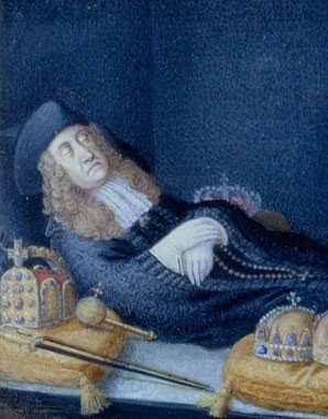 Kaiser Karl VI., Totenaufbahrung, Aquarell auf Pergament, 1740