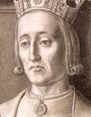 König Rudolf I., Grabplatte im Dom zu Speyer, Lithografie, 1820