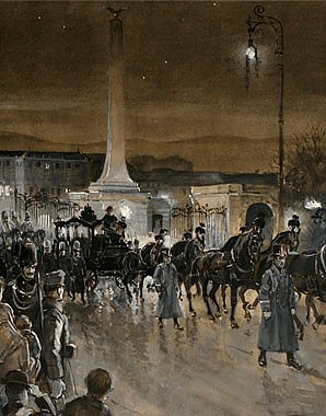 Funeral cortege of Emperor Franz Joseph, gouache