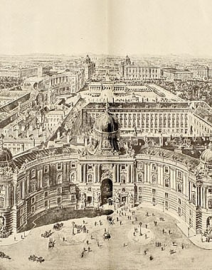 Scenographic view of the Vienna Hofburg, illustration, 19th century