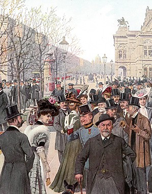 The Corso on the Ringstrasse in Vienna. Print after a painting by Theo Zasche, c. 1900