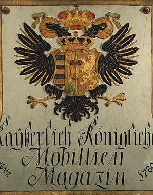 Sign with inscription: *Kayserlich Königliches Mobillien Magazin*