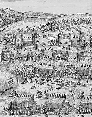 The Battle of the White Mountain near Prague, print, 17th century