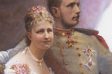 Sophie Görlich: Allegorie auf die Verlobung von Kronprinz Rudolf mit Stephanie von Belgien, Öl auf Leinwand, …