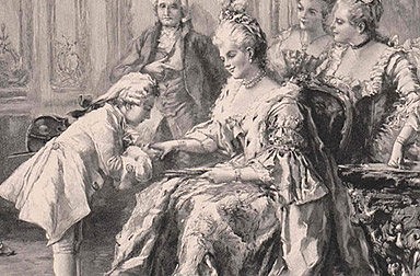 Vicente de Paredes: Mozart being presented to Mme Pompadour, xylograph