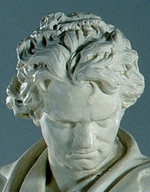Vinzenz Pilz: Ludwig van Beethoven leaning on a broken column, 1877, statue, plaster of Paris