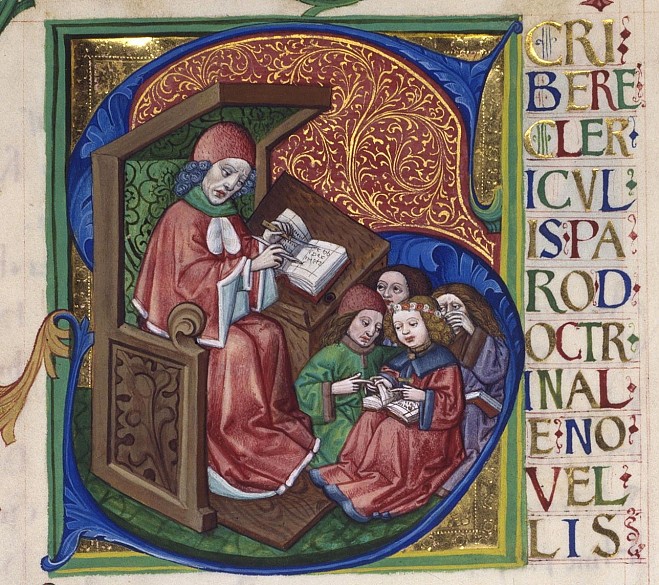 Alexander von Villedieu: *Doctrinale puerorum*, historiated initial