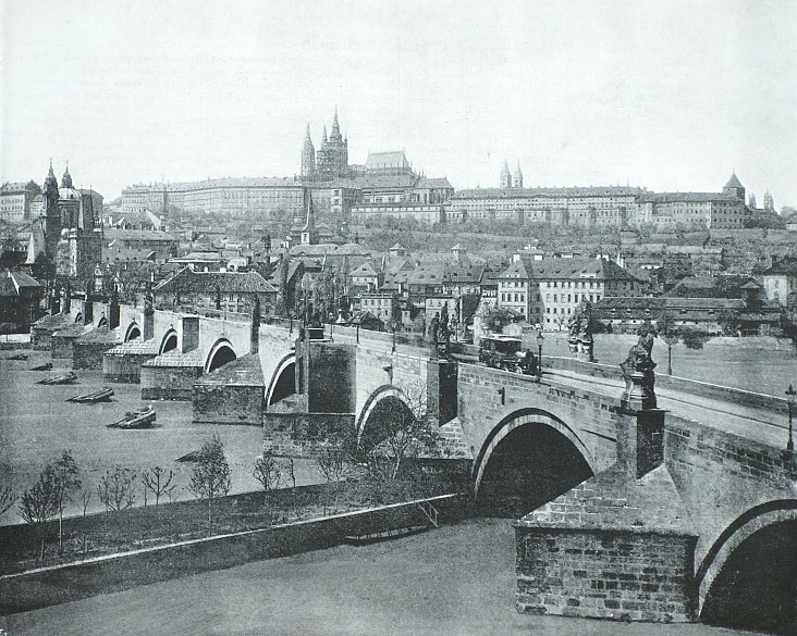 Der Hradschin von der Moldau aus gesehen, Foto, 19. Jahrhundert