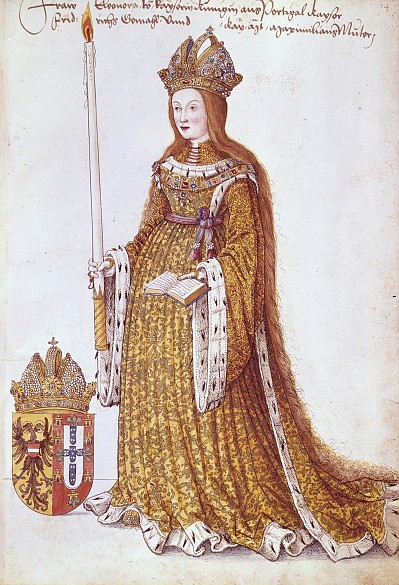 Figures for the tomb of Maximilian I: Empress Eleonora, 1522/23, coloured pen-and-ink drawing