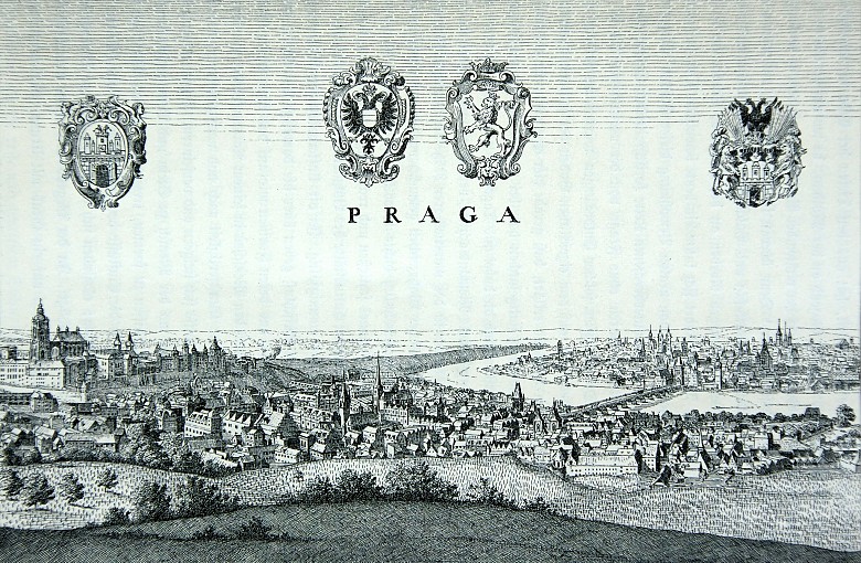 Friedrich König: Ansicht Prags nach Merians Topographie von 1650, Zeichnung, 1894