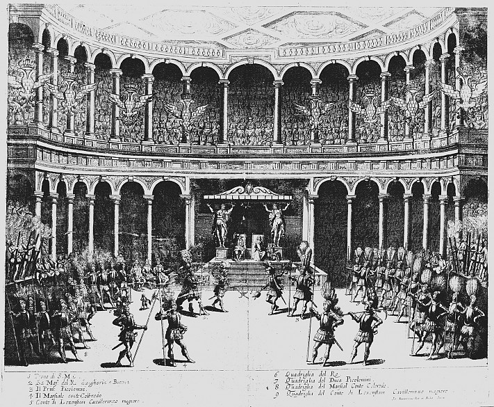 Foot-combat tournament at Court, copperplate engraving, 1652