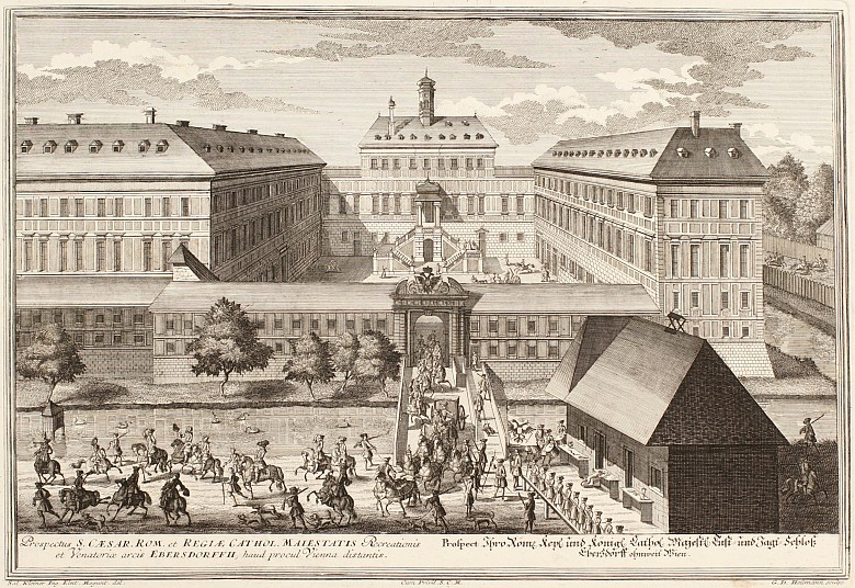 G. D. Heumann (after Salomon Kleiner): Schloss Kaiserebersdorf, copperplate engraving, 18th century