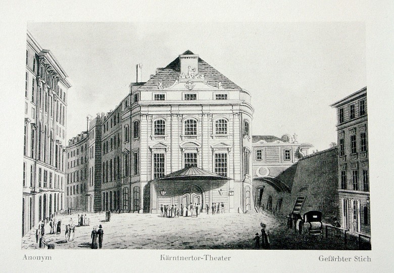 *In the Kärntner quarter: the Kärntnertor-Theater*, probably 1858, after an anonymous coloured copperplate en…