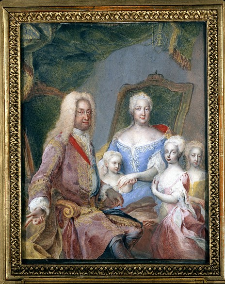 Martin van Meytens: Portrait der Familie Kaiser Karls VI., Pastell, 1730