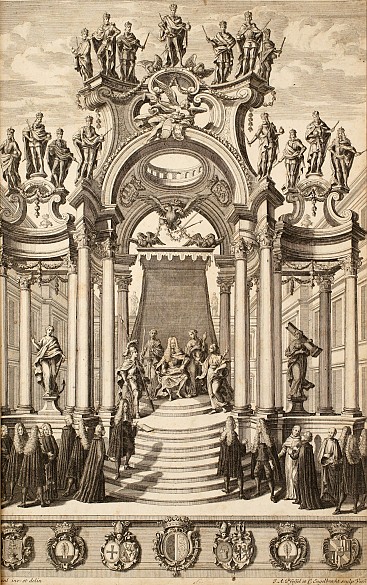 Mathias Steinl: Titelkupfer anlässlich der Erbhuldigung der niederösterreichischen Stände für Joseph I. 1705