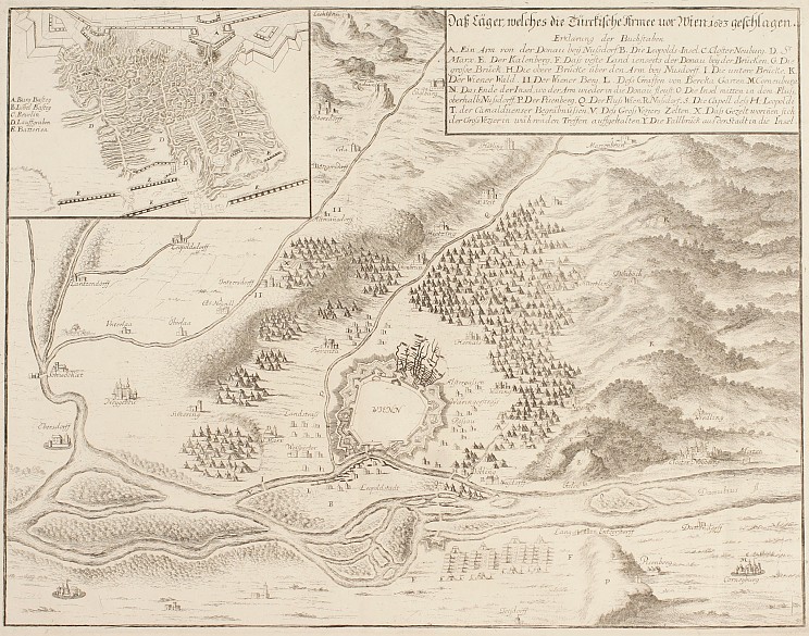 Matthäus Merian the Younger: ‘The camp pitched by the Turkish army before Vienna in 1683’, perspective plan...