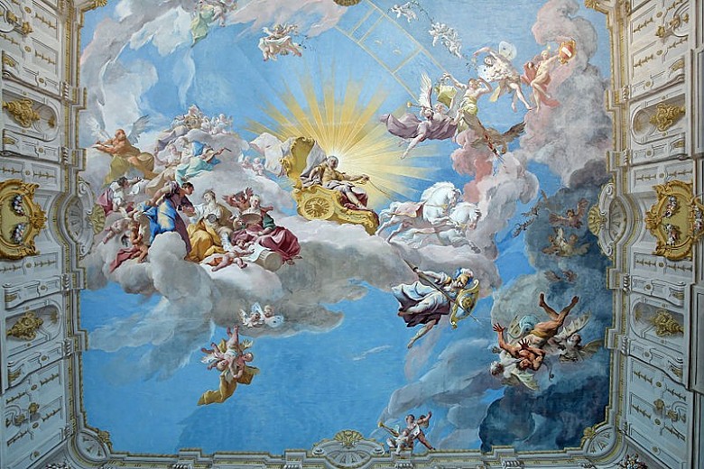 Paul Troger: Apotheose Karls VI. Deckenfresko über der Kaiserstiege des Stiftes Göttweig, 1739