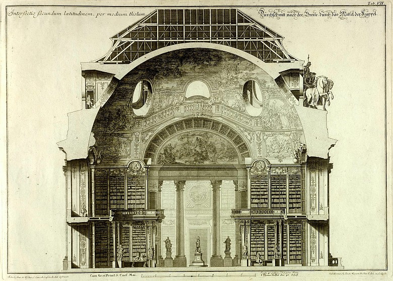 Salomon Kleiner: Dilucida Repraesentatio Magnificae et Sumptuosae Bibliothecae Caesareae, Kupferstich, 1737