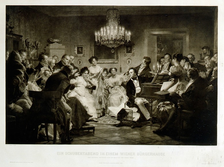 Schubertiade in a middle-class Viennese household, heliogravure