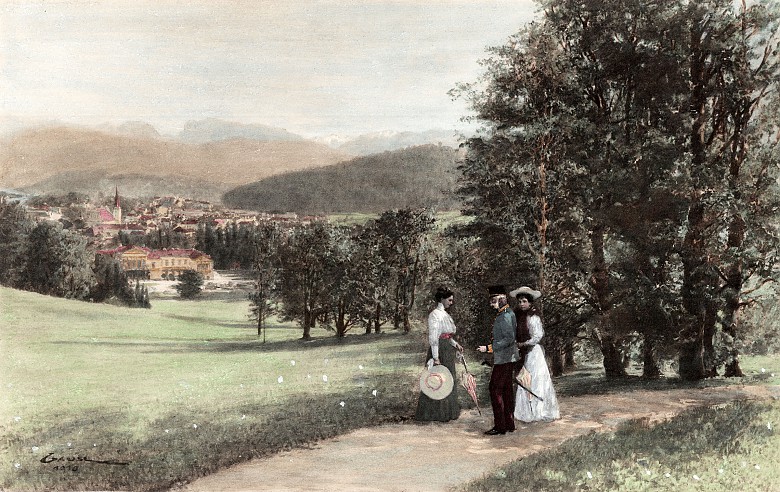 Franz Joseph auf einem Abendspaziergang mit seinen Töchtern