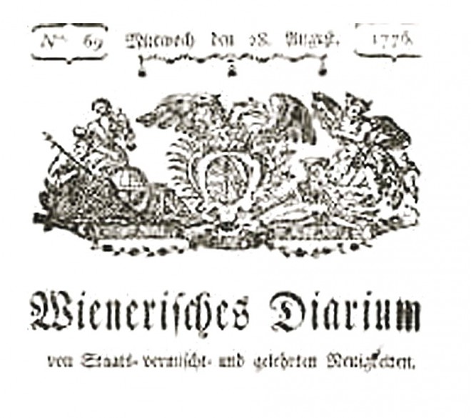 „Wienerisches Diarium“, Titel, 1776