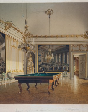 Billardzimmer Kaiser Franz Josephs In Schonbrunn Chromolithographie Nach Einem Aquarell Von Franz Heinrich Die Welt Der Habsburger